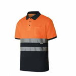 Ropa de trabajo barata Polo manga corta bicolor alta visibilidad Velilla serie 305513, 55% algodón 45% poliéster