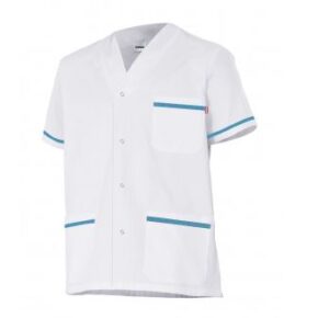 Ropa de trabajo barata chaqueta pijama manga corta sanidad y limpieza Velilla serie P535201, 35% algodón 65% poliéster